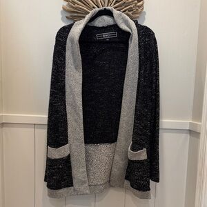 BNCI Black and Gray Open Front Cardigan